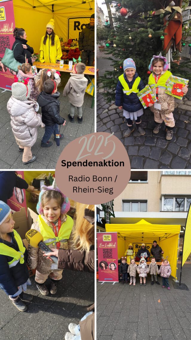 ✨ Gemeinsam Gutes tun! ✨
Die Kinder der „Kleinen Strolche“ haben zusammen mit Vertretern ihres Elternbeirates und zwei Vertreterinnen der Kinderburg sowie einer engagierten Mitarbeiterin Geschenke in Form von Büchern für Kinder gespendet – als Teil der tollen Spendenaktion von Radio Bonn/Rhein-Sieg auf dem Siegburger Marktplatz. 📚❤️
Gerade in der Weihnachtszeit ist es uns wichtig, dass Kinder nicht nur Geschenke bekommen, sondern auch lernen, wie schön es ist, anderen eine Freude zu machen. Denn es gibt Kinder, die keine Familie oder kein Geld für Geschenke haben – und genau für sie sind diese Bücher gedacht.
Ein besonderes Highlight: Ein Mädchen aus der Kinderburg hat dem Radiosender ein wunderbares Interview gegeben und erklärt, warum sie spendet:
👉 „Damit Kinder, die nichts haben, auch glücklich sein können.“
Wir sind stolz auf so viel Herz und Engagement! 💫
Lasst uns alle daran denken: Geben ist wichtig.
#GemeinsamStark #KinderhelfenKindern #Weihnachtsfreude #RadioBonnRheinSieg #Siegburg #Spendenaktion #Herzenssache