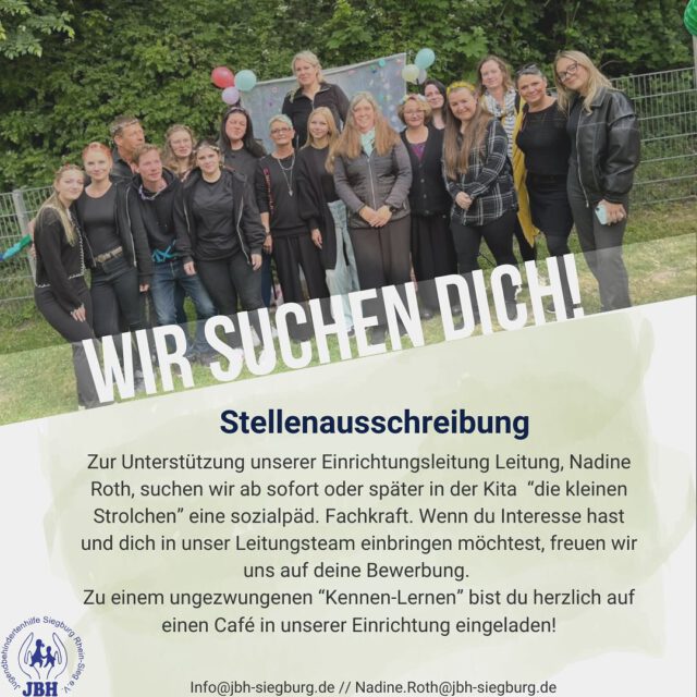 ✨ Wir suchen DICH! ✨
Unsere Kita „Die kleinen Strolche“ sucht eine sozialpädagogische Fachkraft, die unser Leitungsteam mit Herz, Fachwissen und Engagement unterstützt. 💛👩‍👧‍👦

Wenn du Lust hast, mit uns gemeinsam die Zukunft der Kleinen zu gestalten, melde dich gerne bei uns!

👉 Bitte fleißig teilen – vielleicht kennt jemand genau die richtige Person für unser Team!

#Kita #Stellenangebot #Sozialpädagogik #DieKleinenStrolche #Teamwork #jobmitherz